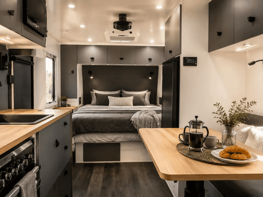 Inside a Canyon — kitchen, dinette and queen bed