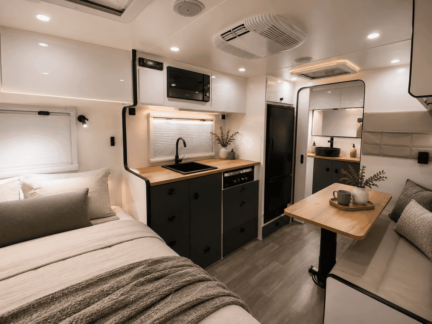 Viking — Kitchen and bed — one clear line